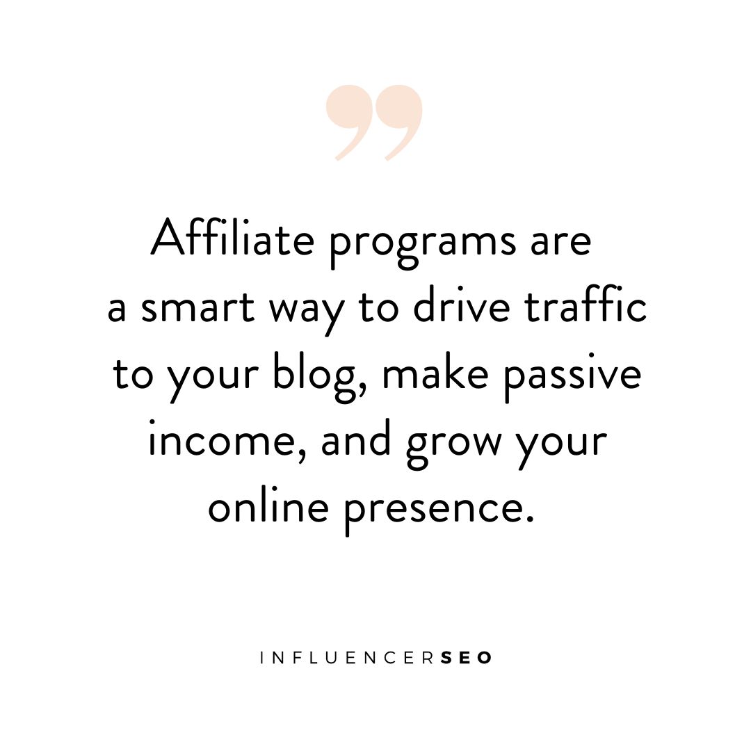 affiliate programs are a smart way to drive traffic to your blog, make passive income, and grow your online prescence