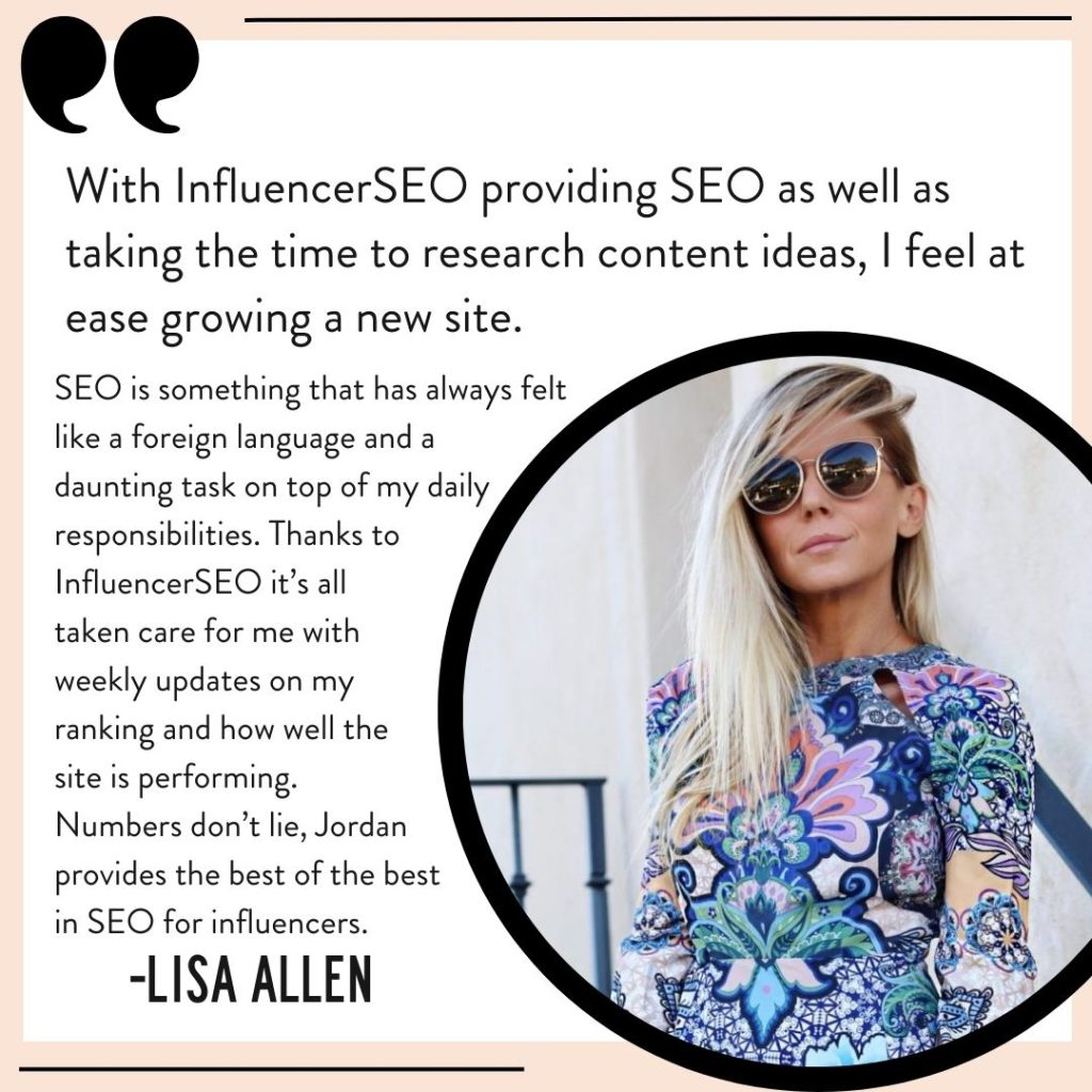 InfluencerSEO review from Lisa Allen